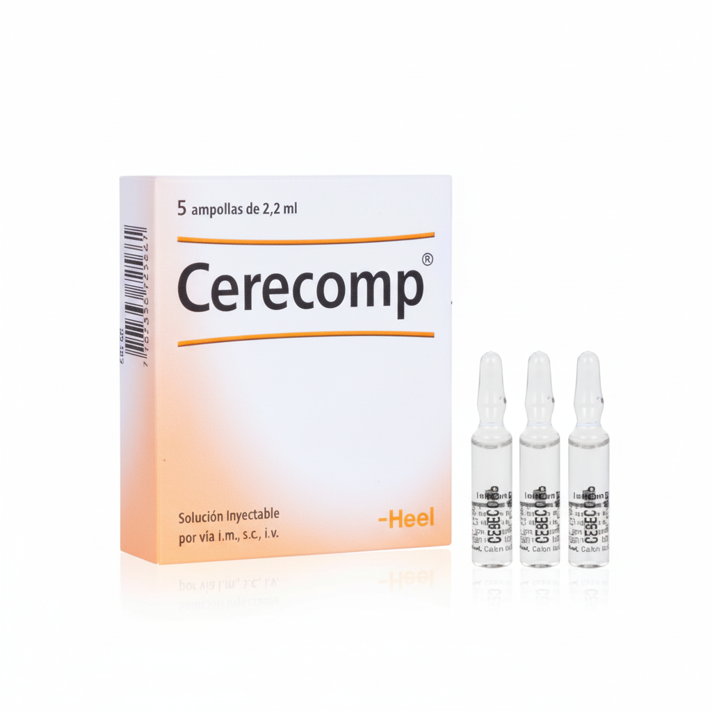 Imagen del producto Cerecomp (Cerebrum Compositum) Ampolla Heel, medicamento homeopático de prescripción médica elaborado por Heel y distribuido por Farmacia Alternativ Colombia.