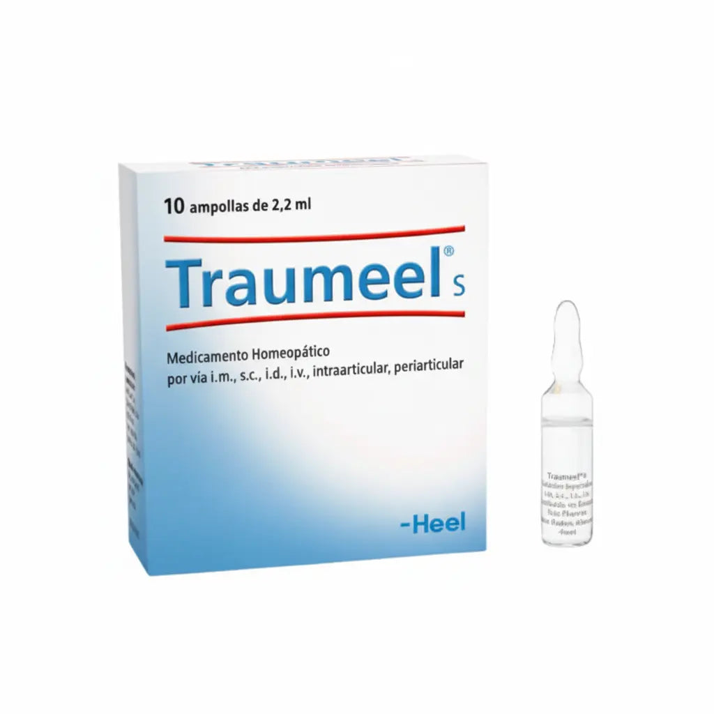 Imagen del producto Traumeel S Ampolla Heel, medicamento homeopático de prescripción médica elaborado por Heel y distribuido por Farmacia Alternativ Colombia.