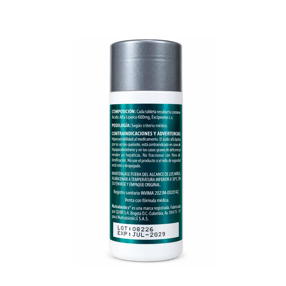 Frasco de A-LIPOR P.O® Nutrabiotics x 60 tabletas recubiertas