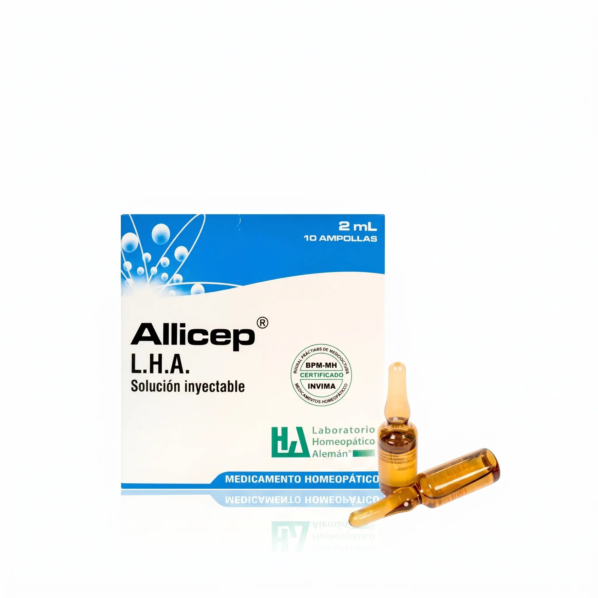 Allicep ampollas LHA x10 2 ml medicamento homeopático inyectable fórmula médica Colombia Alternativ