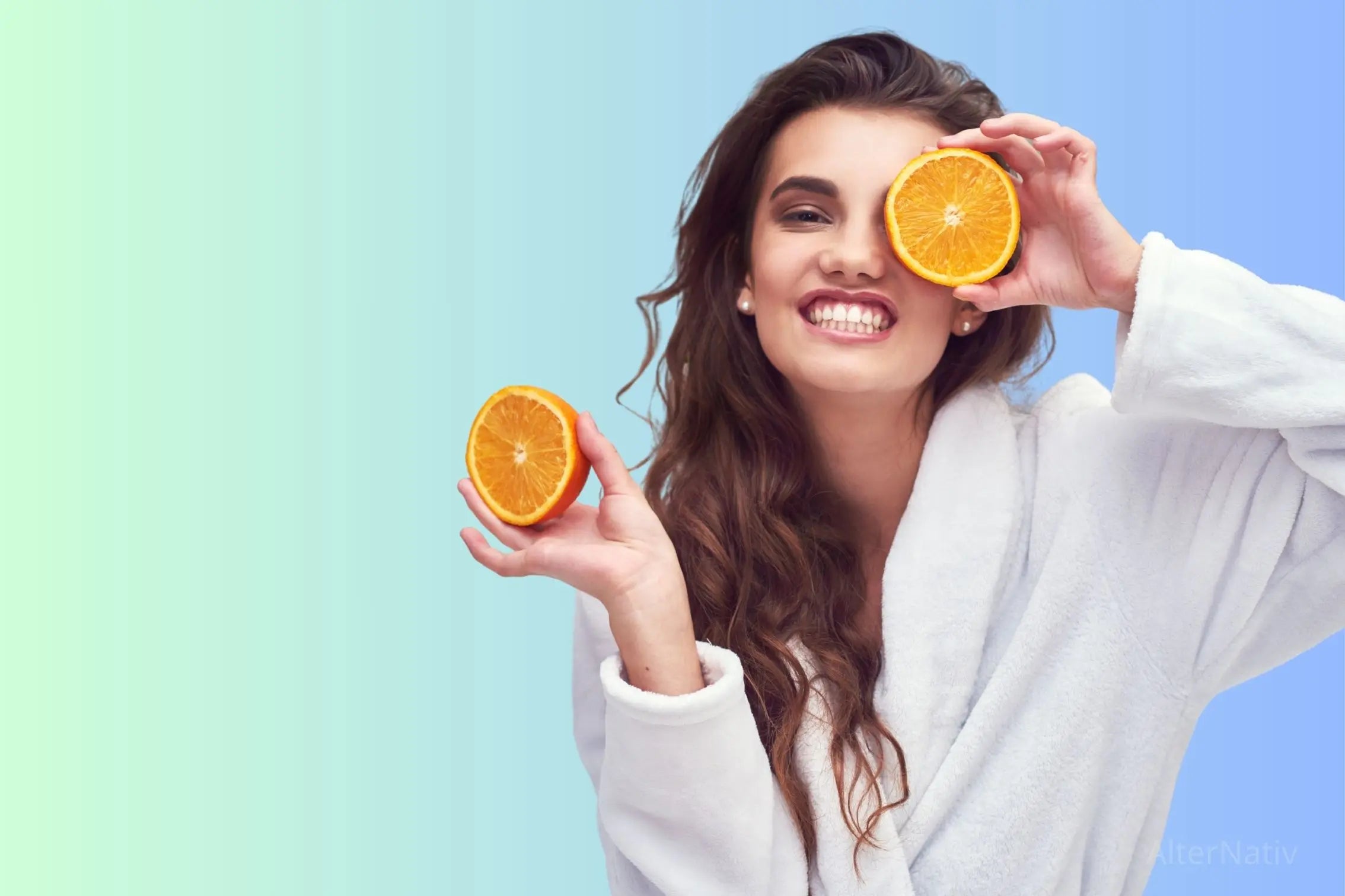 Banner de Alternativ con frascos de suplementos y cítricos frescos, que invita a fortalecer las defensas y mantener la energía natural con vitamina C.