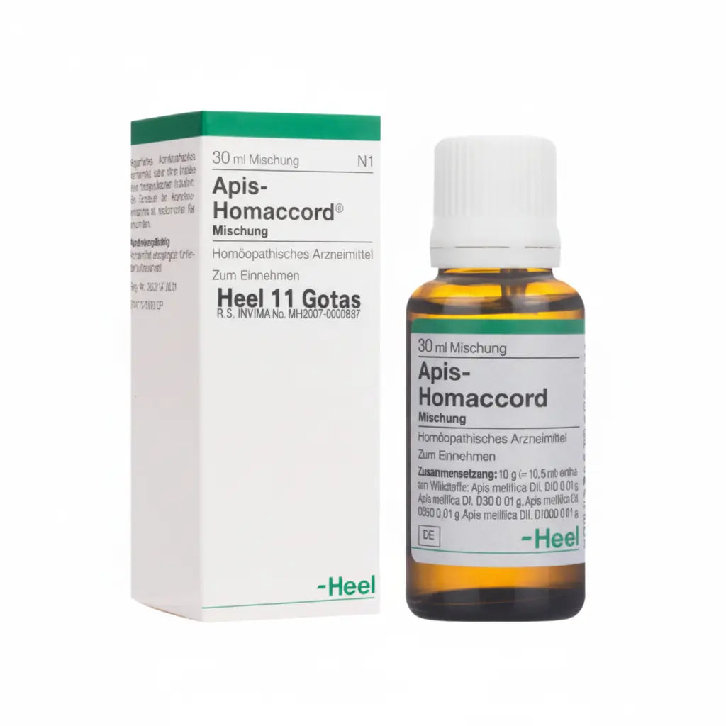 Apis Homaccord Gotas Heel – medicamento homeopático alemán distribuido por Alternativ, farmacia especializada en medicina integrativa en Colombia.