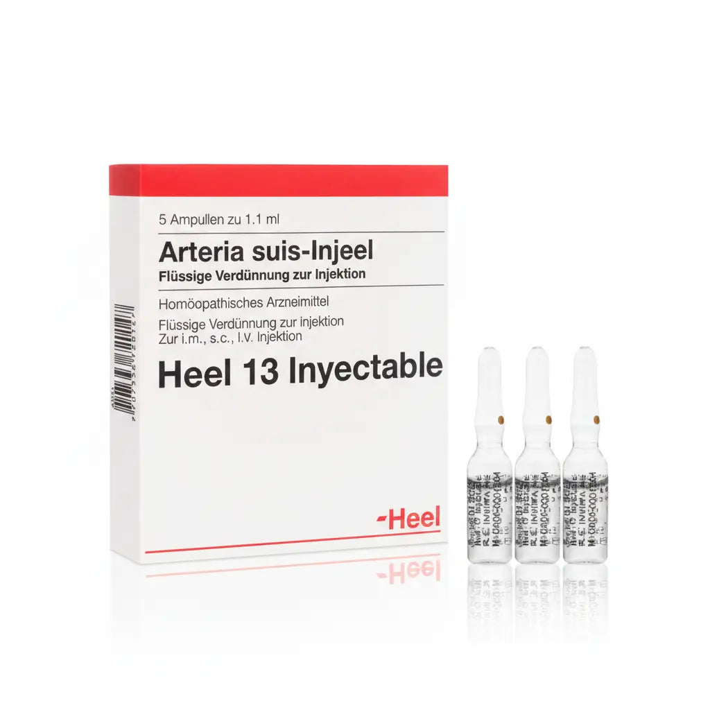 Arteria Suis Injeel Ampolla caja x 5 ampollas 1.1 mL medicamento homeopático con fórmula médica distribuido por Alternativ en Colombia