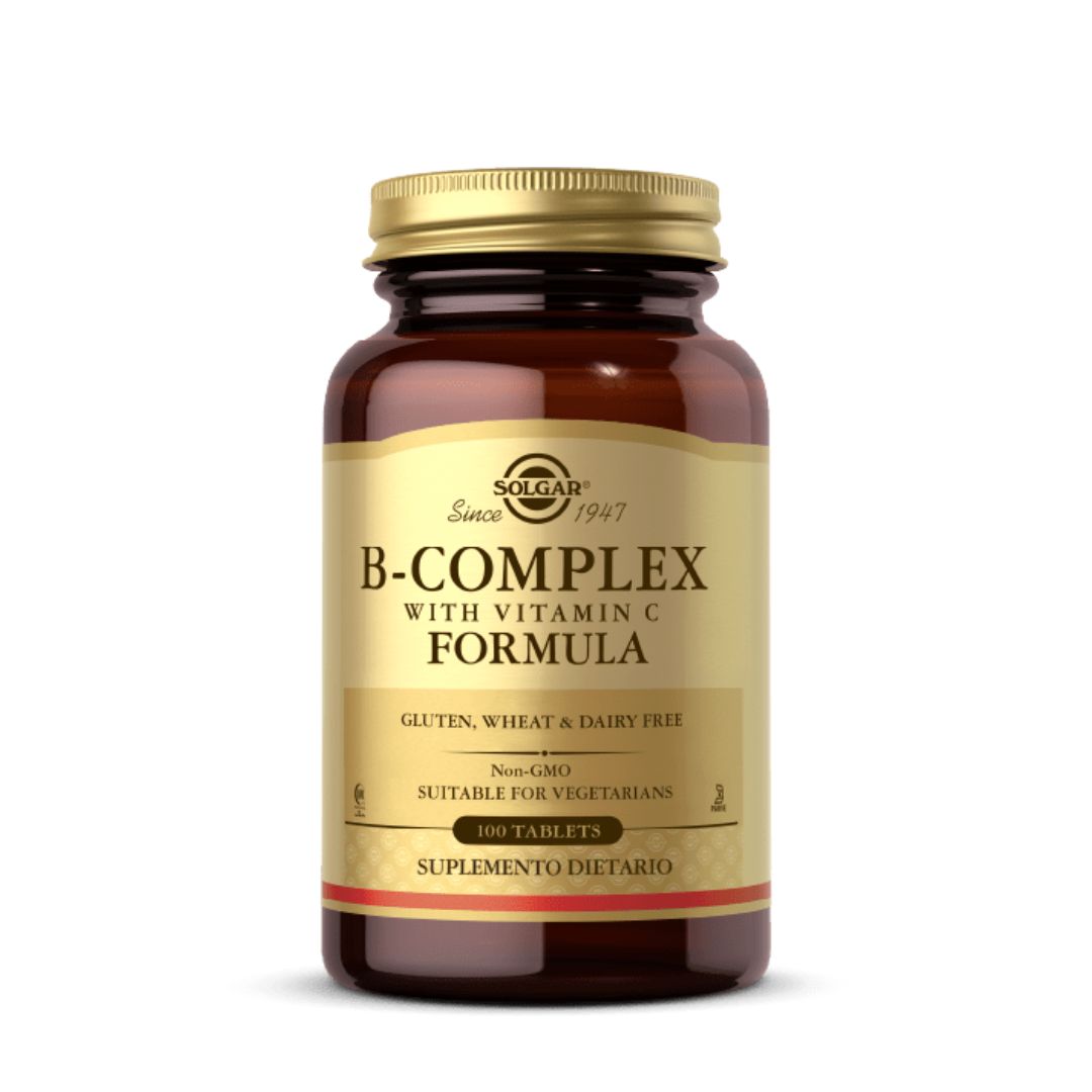 B-Complex con Vitamina C Solgar – Suplemento dietario con vitaminas del complejo B y vitamina C. Distribuido por Alternativ SAS, farmacia integrativa en Colombia.