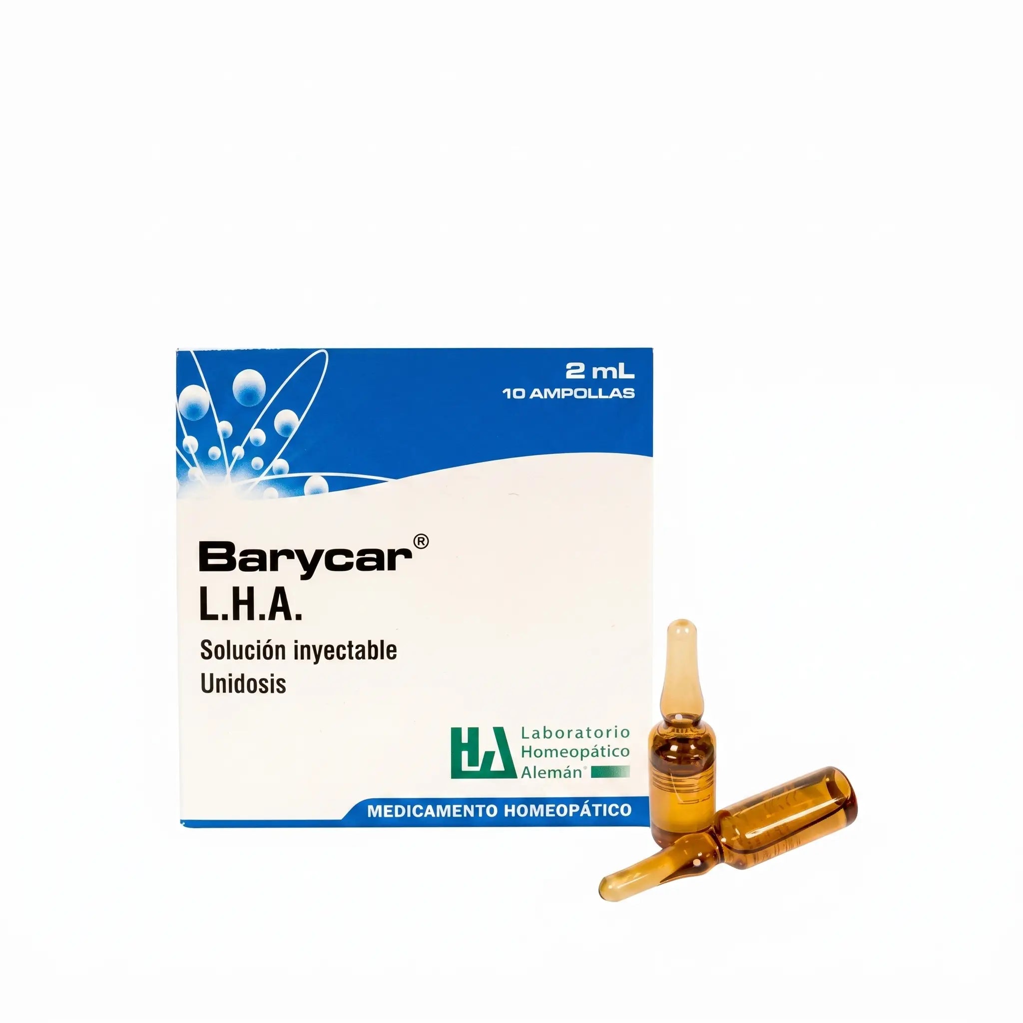 Barycar ampollas LHA x10 2 ml medicamento homeopático inyectable fórmula médica Colombia Alternativ