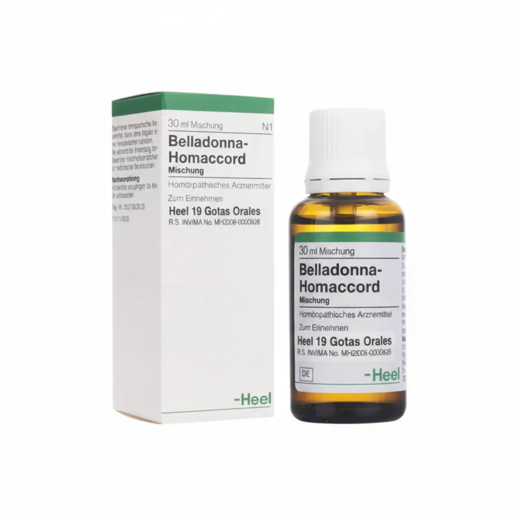 Belladonna Homaccord Gotas Heel – medicamento homeopático alemán distribuido por Alternativ, farmacia especializada en medicina integrativa en Colombia.