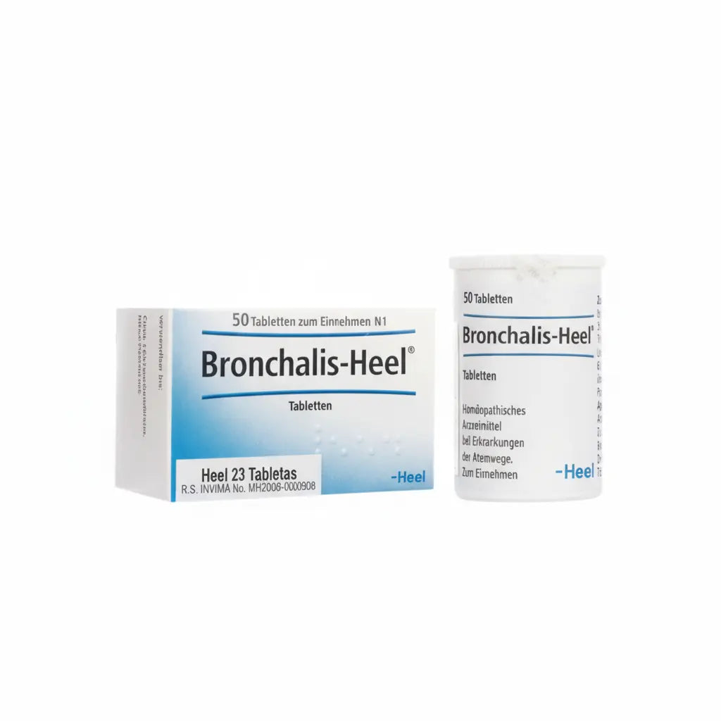 Imagen del producto Bronchalis Heel Tabletas Heel, medicamento homeopático de prescripción médica elaborado por Heel y distribuido por Farmacia Alternativ Colombia.