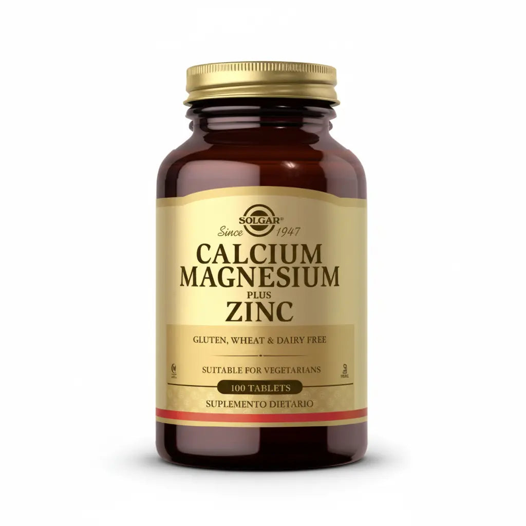 Calcium Magnesium Plus Zinc Solgar – Suplemento dietario con calcio, magnesio y zinc de alta pureza. Distribuido por Alternativ SAS, farmacia integrativa en Colombia.