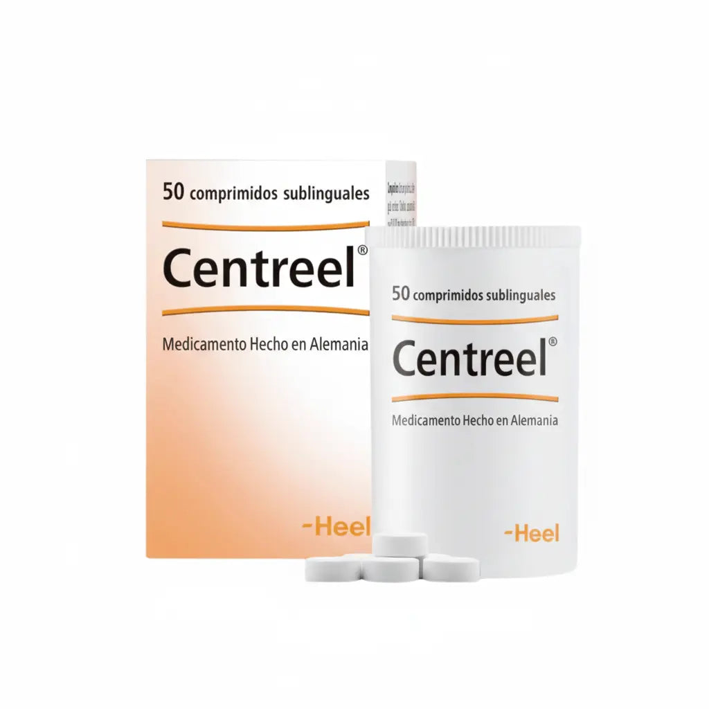Imagen del producto Centreel Tabletas Heel, medicamento homeopático de prescripción médica elaborado por Heel y distribuido por Farmacia Alternativ Colombia.