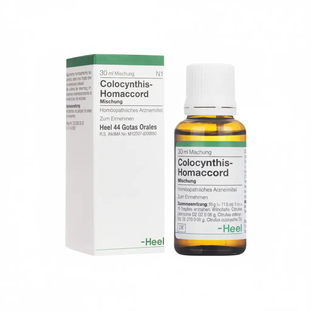 Colocynthis Homaccord Gotas Heel – medicamento homeopático alemán distribuido por Alternativ, farmacia especializada en medicina integrativa en Colombia.