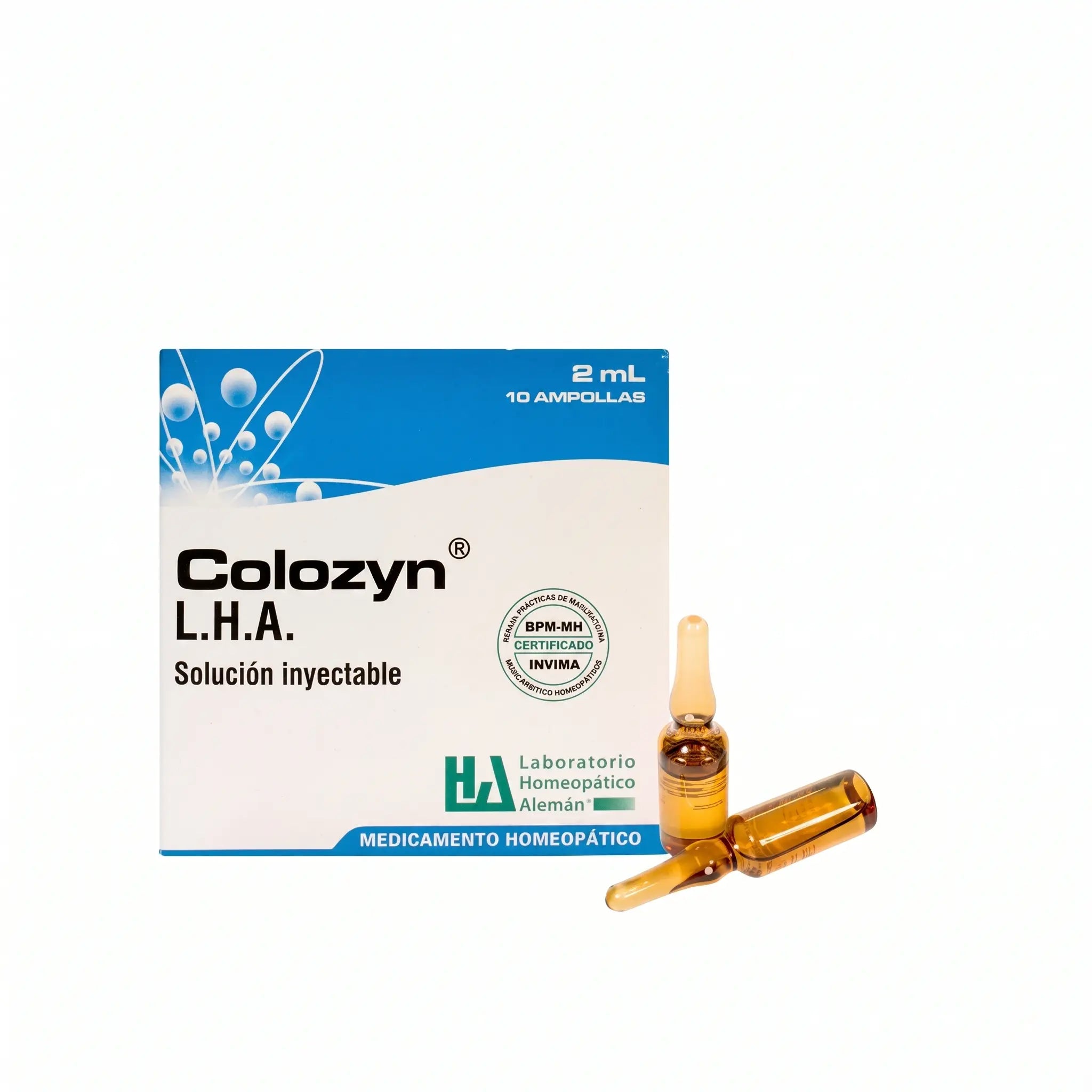 Colozyn ampollas LHA x10 2 ml medicamento homeopático inyectable fórmula médica Colombia Alternativ