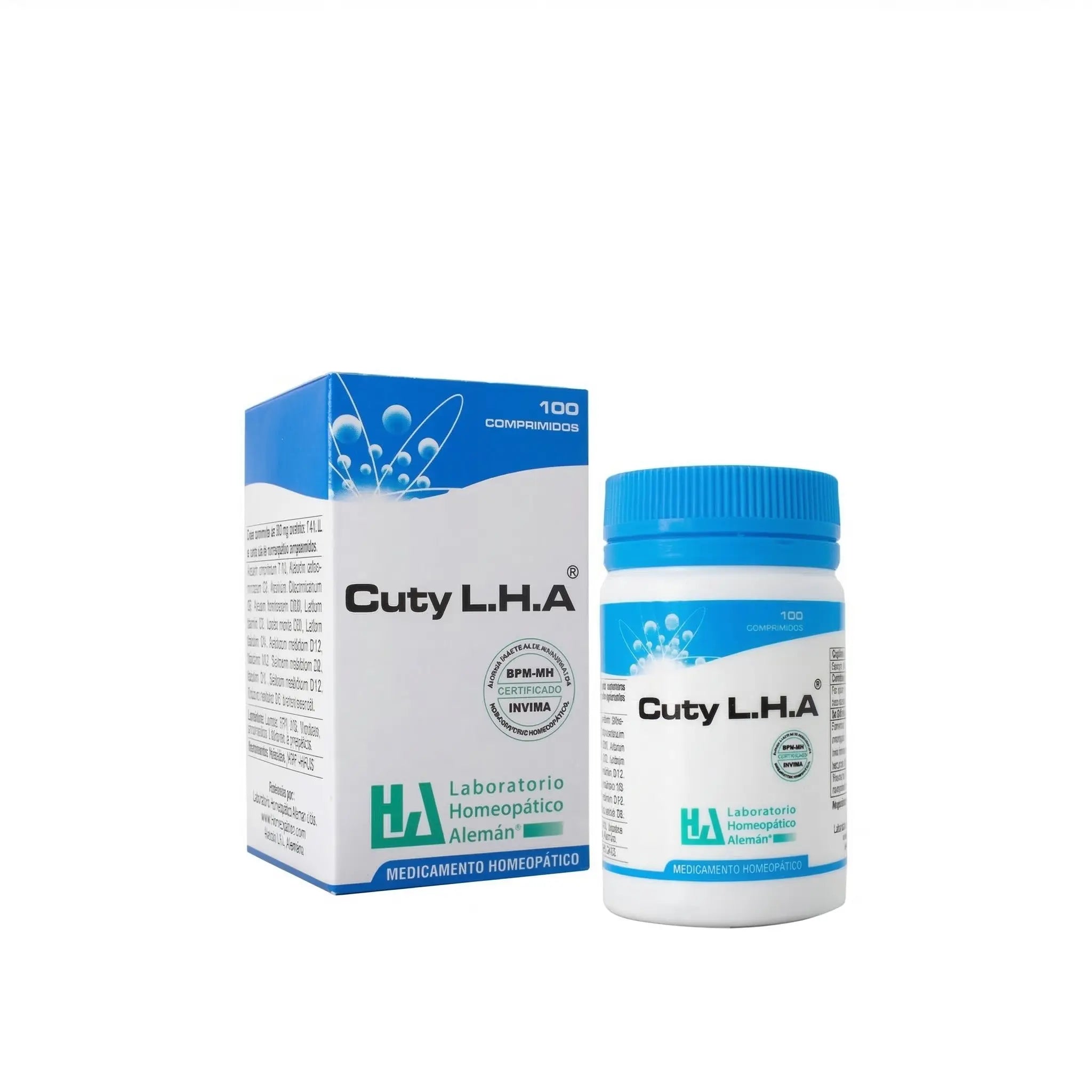 Cuty LHA comprimidos medicamento homeopático frasco x60 registro INVIMA Colombia