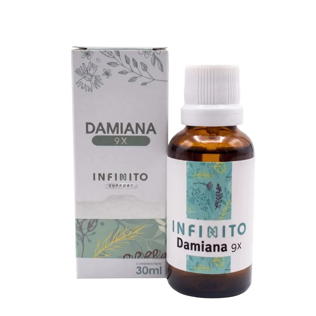 Damiana 9X Gotas medicamento homeopático oficinal elaborado por Laboratorio Infinito H&V y distribuido por Alternativ S.A.S.