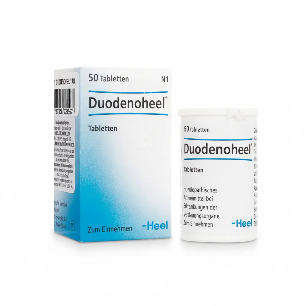 Imagen del producto Duodenoheel Tabletas Heel, medicamento homeopático de prescripción médica elaborado por Heel y distribuido por Farmacia Alternativ Colombia.