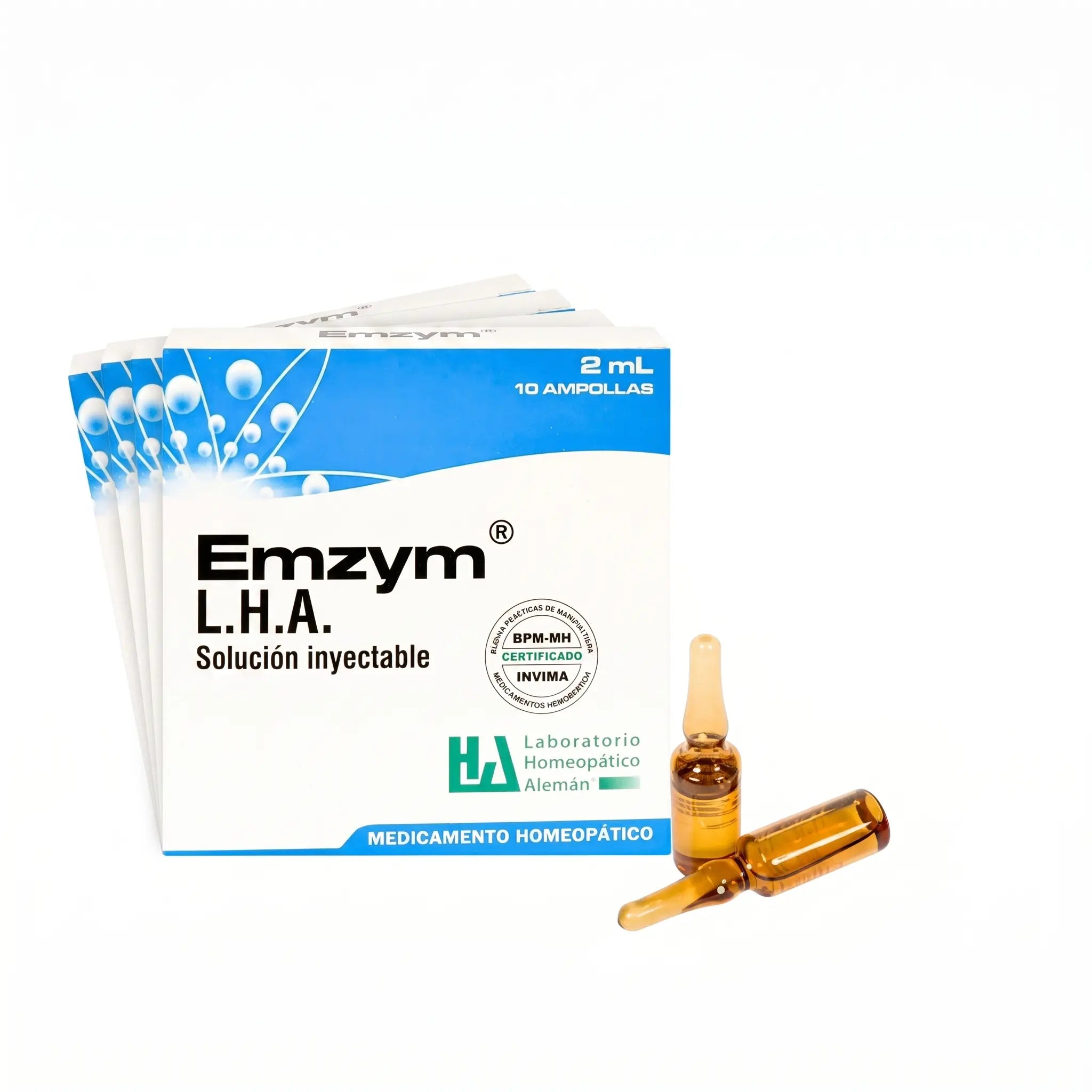 Emzym ampollas LHA x10 2 ml medicamento homeopático inyectable fórmula médica Colombia Alternativ