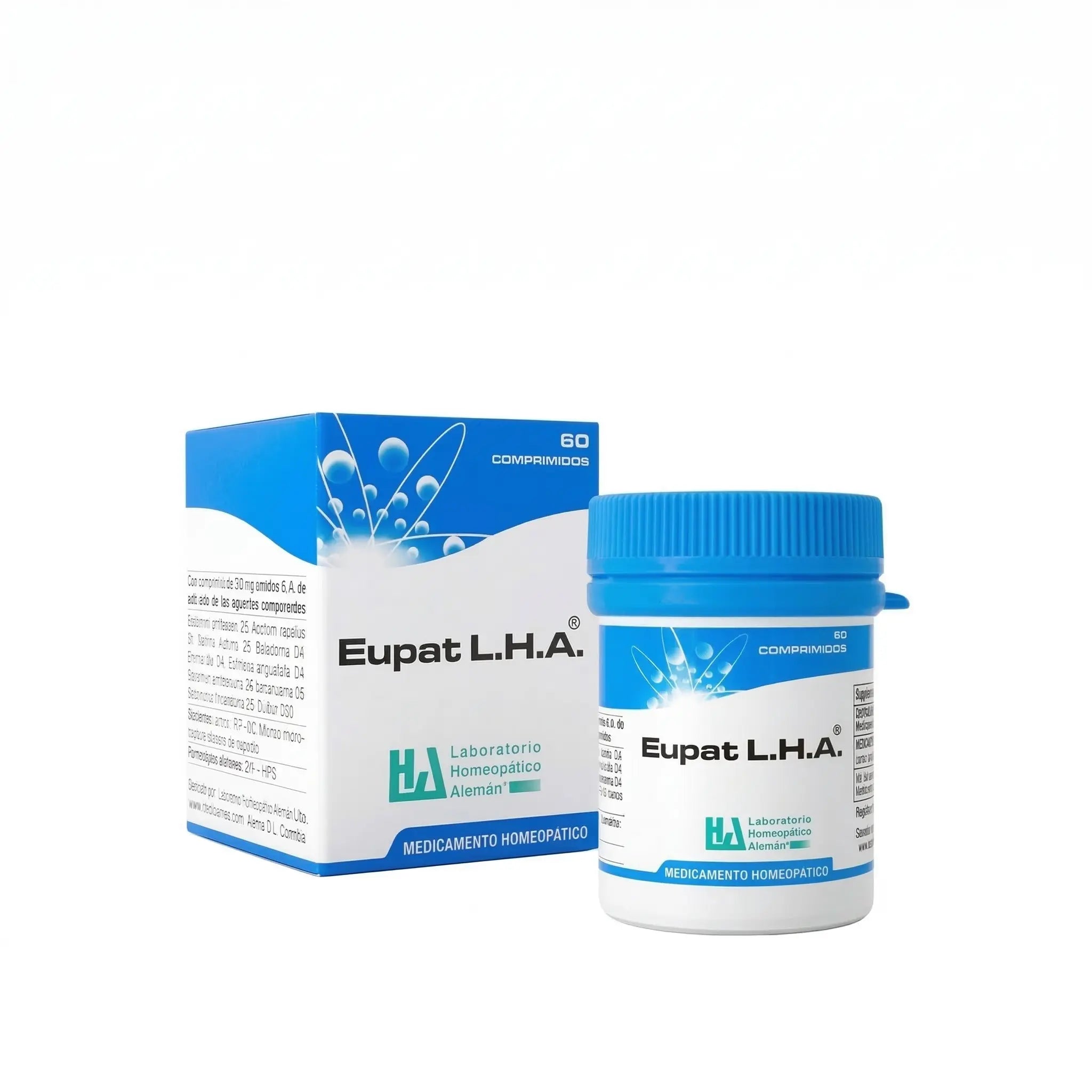 Eupat LHA comprimidos medicamento homeopático frasco x60 registro INVIMA Colombia