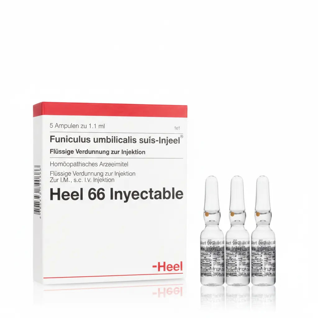 Funiculus Umbilicalis Suis Injeel Ampolla caja x 5 ampollas 1.1 mL medicamento homeopático con fórmula médica distribuido por Alternativ en Colombia