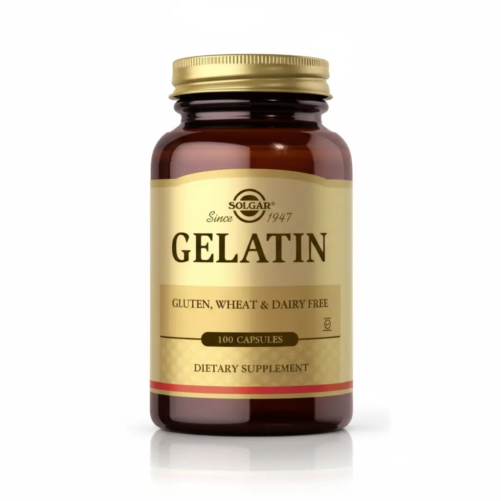 Gelatin Solgar – Suplemento dietario premium con gelatina hidrolizada, fuente natural de colágeno y proteínas. Distribuido por Alternativ SAS, farmacia integrativa.