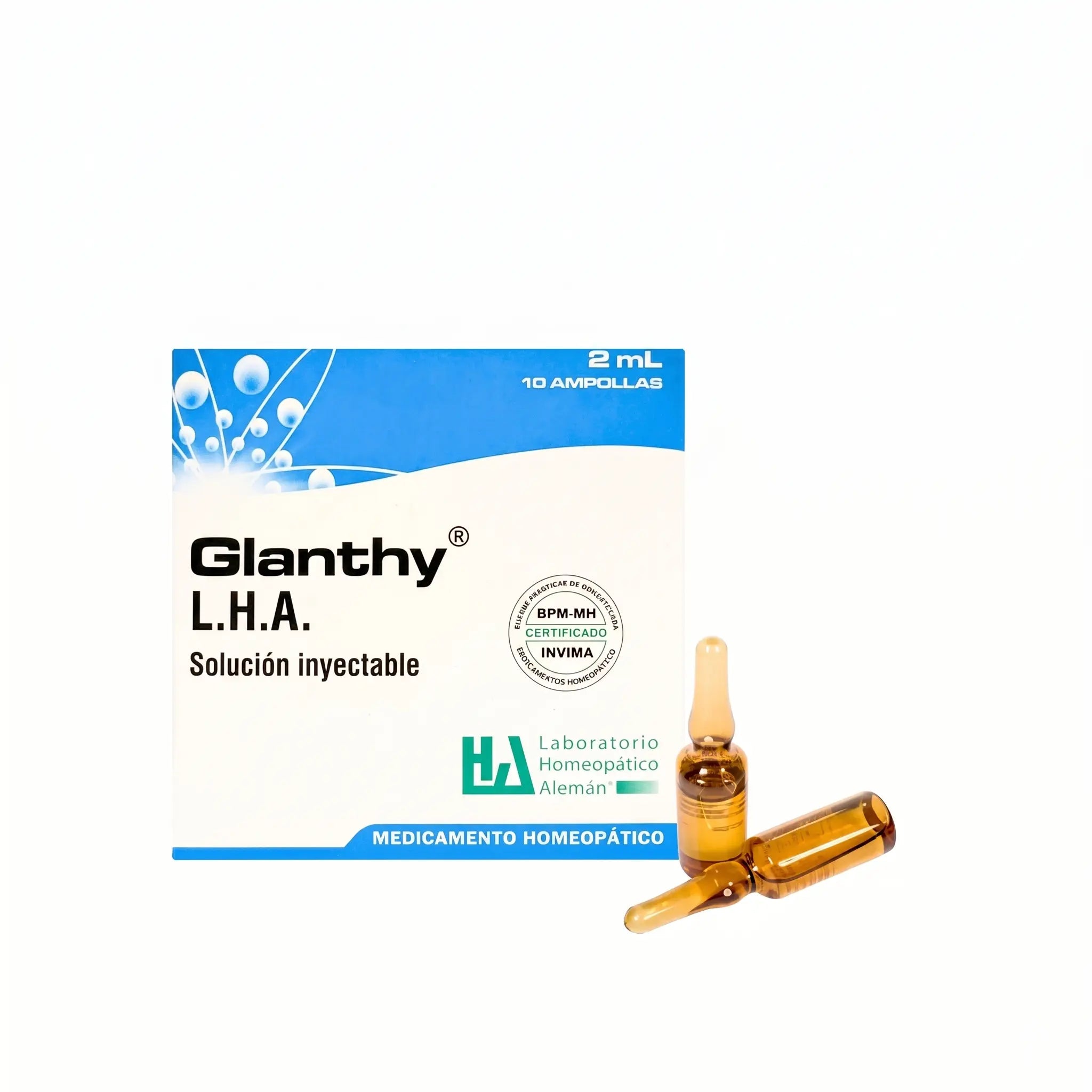 Glanthy ampollas LHA x10 2 ml medicamento homeopático inyectable fórmula médica Colombia Alternativ