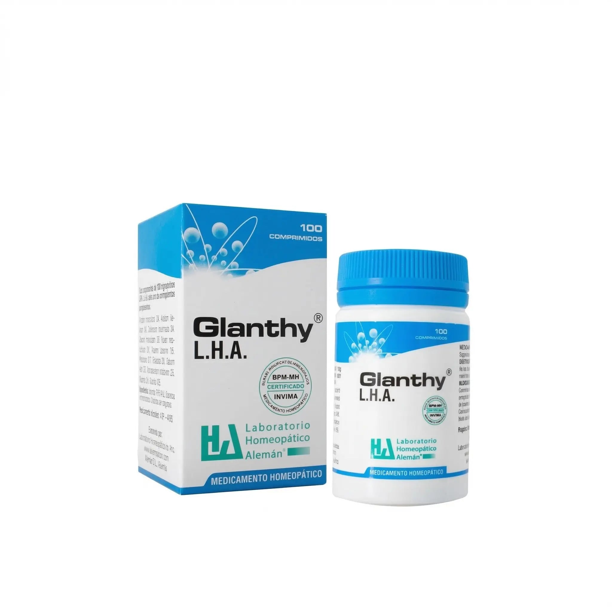 Glanthy LHA comprimidos medicamento homeopático frasco x100 registro INVIMA Colombia
