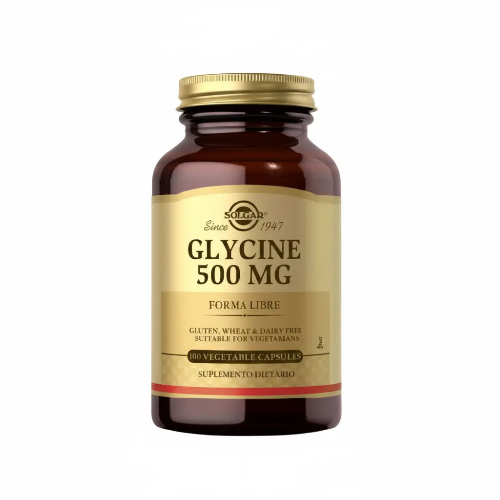 Glycine 500 mg Solgar – Suplemento dietario premium con glicina pura. Distribuido por Alternativ SAS, farmacia integrativa en Colombia.