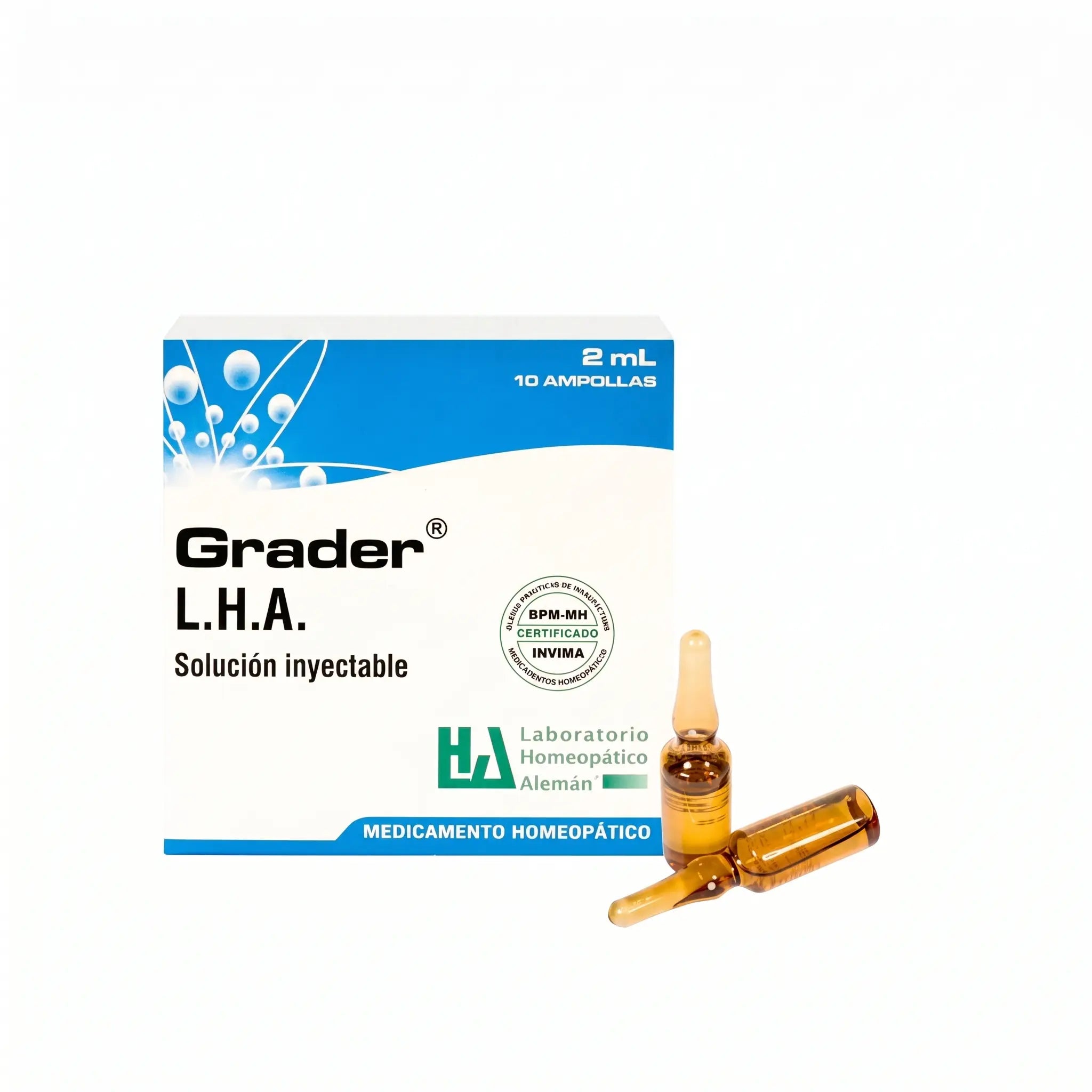 Grader ampollas LHA x10 2 ml medicamento homeopático inyectable fórmula médica Colombia Alternativ
