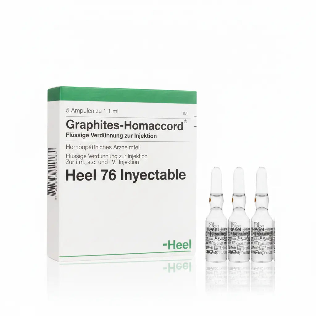 Graphites Homaccord Ampolla caja x 5 ampollas 1.1 mL medicamento homeopático con fórmula médica distribuido por Alternativ en Colombia