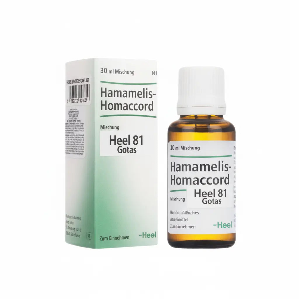Hamamelis Homaccord Gotas Heel – medicamento homeopático alemán que apoya el equilibrio venoso y el bienestar circulatorio, distribuido por Alternativ SAS en Colombia.