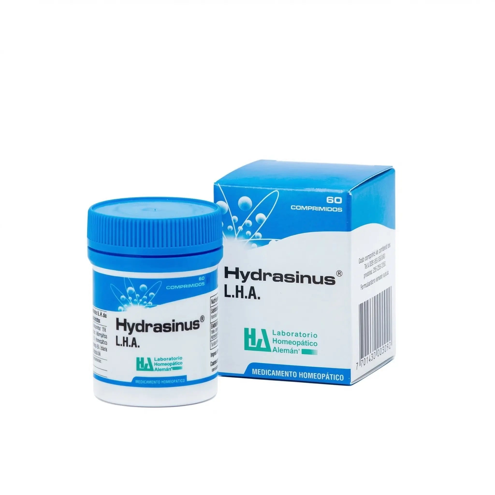 Hydrasinus LHA comprimidos medicamento homeopático frasco x60 registro INVIMA Colombia