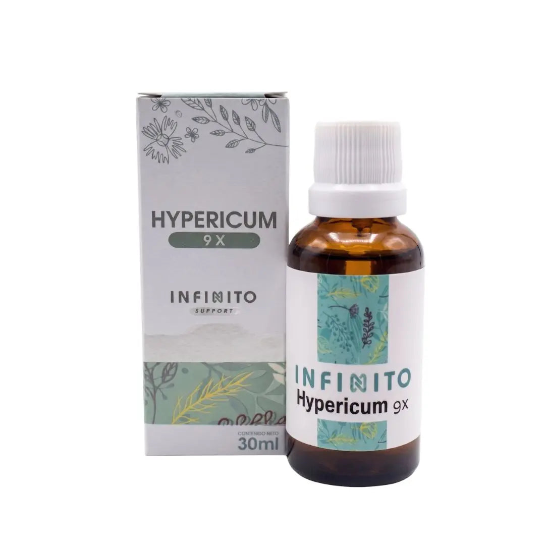 Hypericum 9X Gotas medicamento homeopático oficinal elaborado por Laboratorio Infinito H&V y distribuido por Alternativ S.A.S.