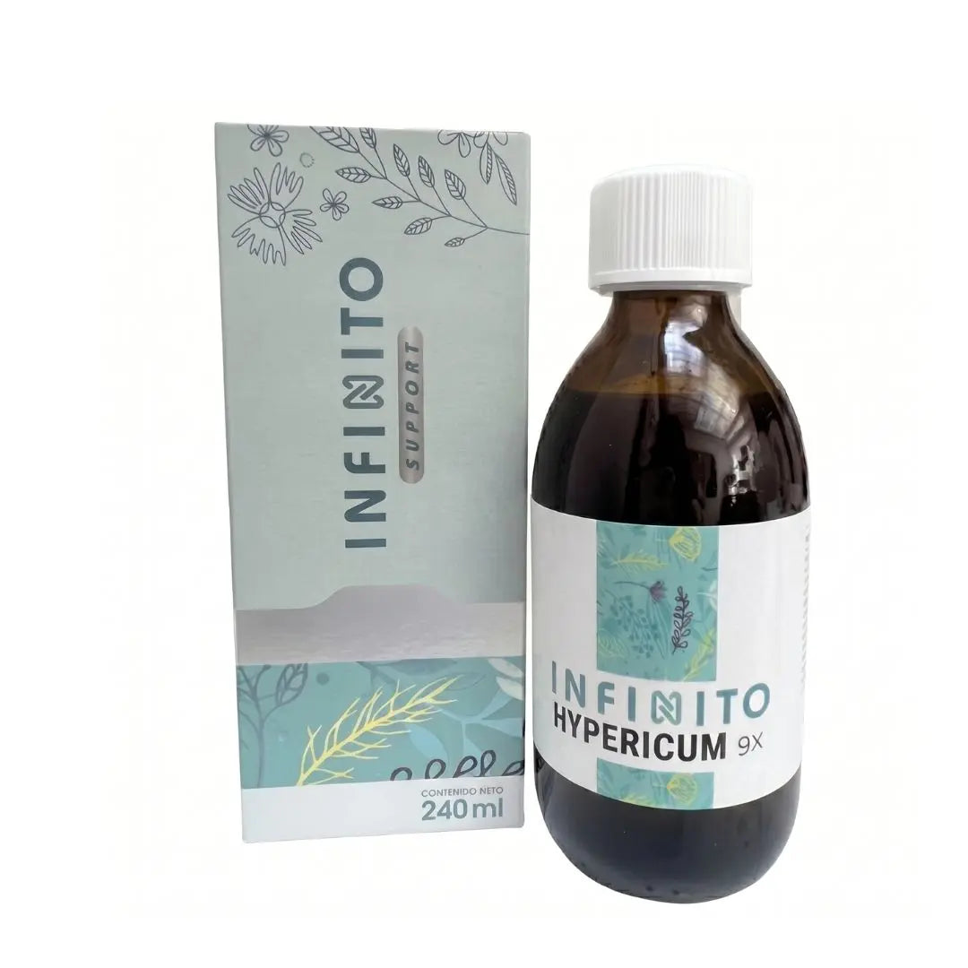 Hypericum 9X Jarabe medicamento homeopático oficinal elaborado por Laboratorio Infinito H&V y distribuido por Alternativ S.A.S.