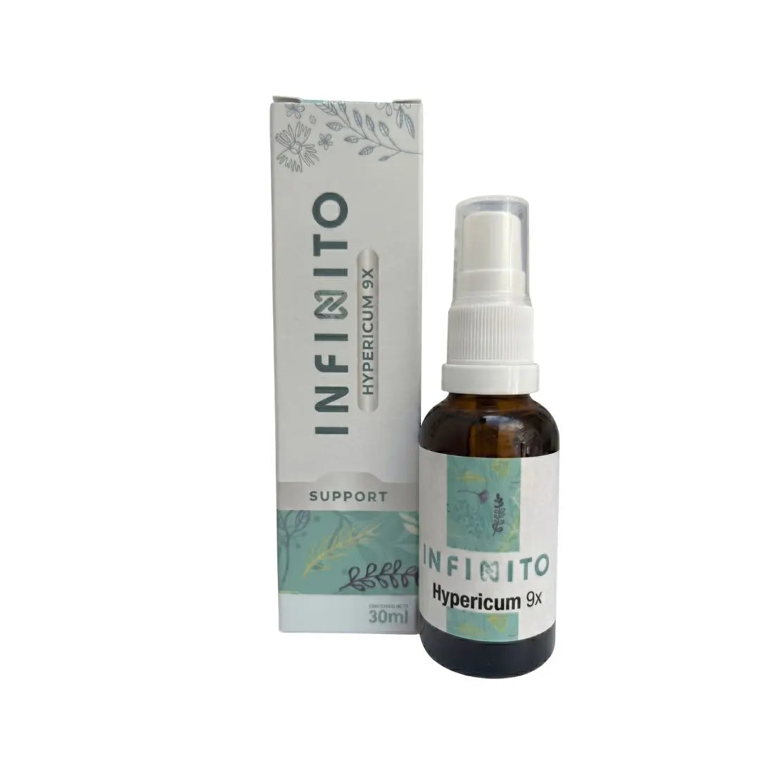 Hypericum 9X Spray medicamento homeopático oficinal elaborado por Laboratorio Infinito H&V y distribuido por Alternativ S.A.S.