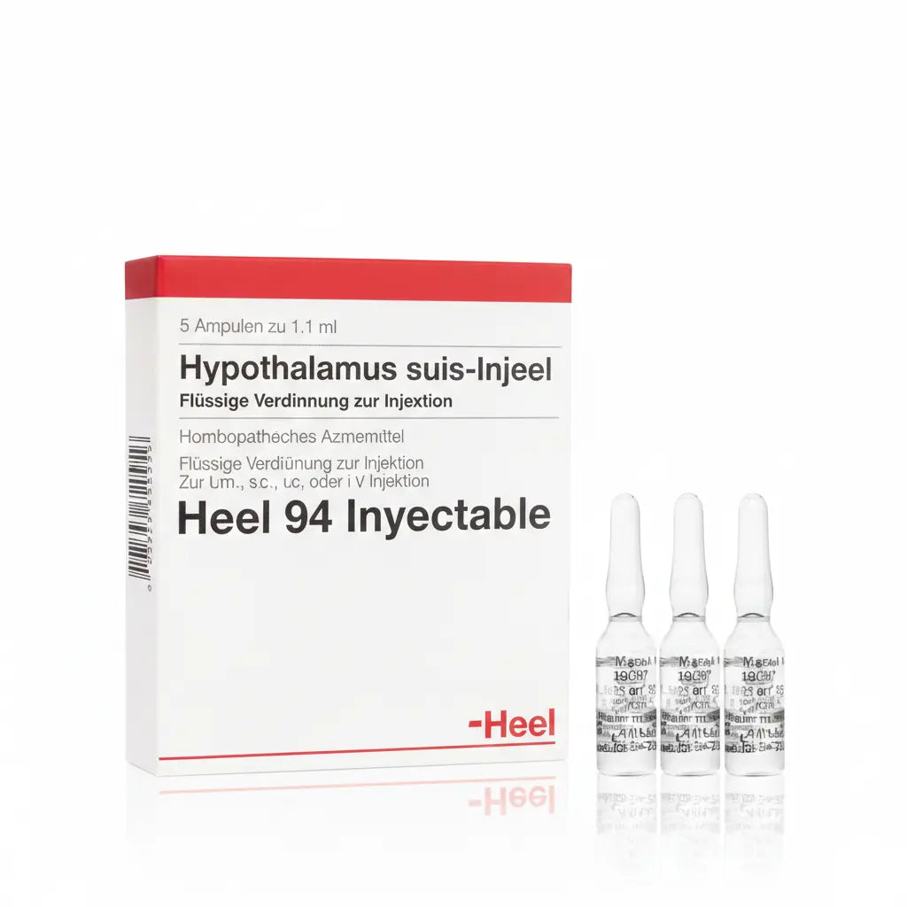 Hypothalamus Suis Injeel Ampolla caja x 5 ampollas 1.1 mL medicamento homeopático con fórmula médica distribuido por Alternativ en Colombia