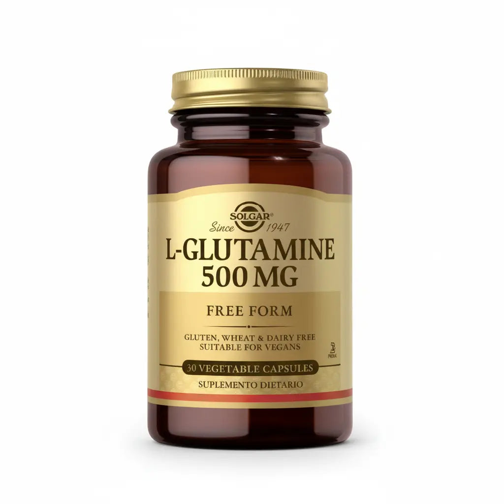 L-Glutamine 500 mg Solgar – Suplemento dietario con glutamina pura, aminoácido condicionalmente esencial de alta calidad. Distribuido por Alternativ SAS, farmacia integrativa en Colombia.
