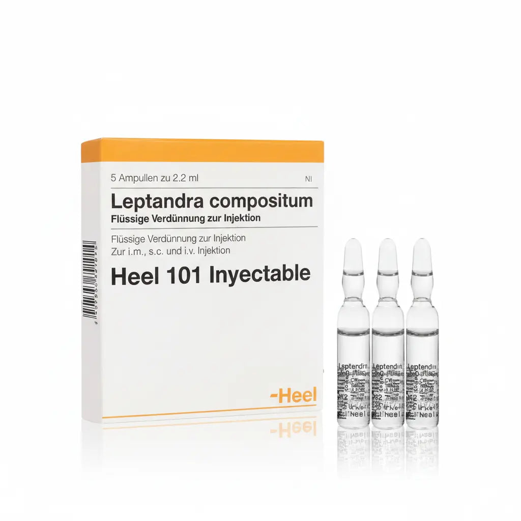 Leptandra Compositum Ampolla caja x 5 ampollas 2.2 mL medicamento homeopático con fórmula médica distribuido por Alternativ en Colombia