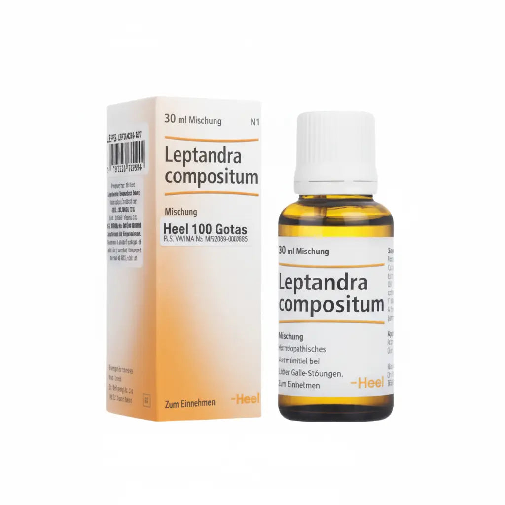Leptandra Gotas Heel – medicamento homeopático alemán que apoya el equilibrio digestivo y el bienestar gastrointestinal, distribuido por Alternativ SAS en Colombia.