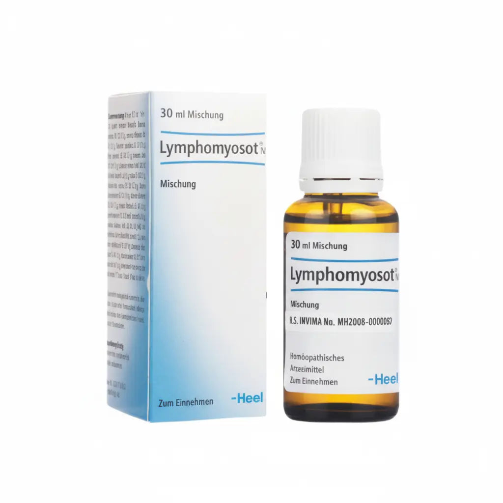 Lymphomyosot N Gotas Heel – medicamento homeopático alemán que apoya el equilibrio linfático y el bienestar metabólico, distribuido por Alternativ SAS en Colombia.