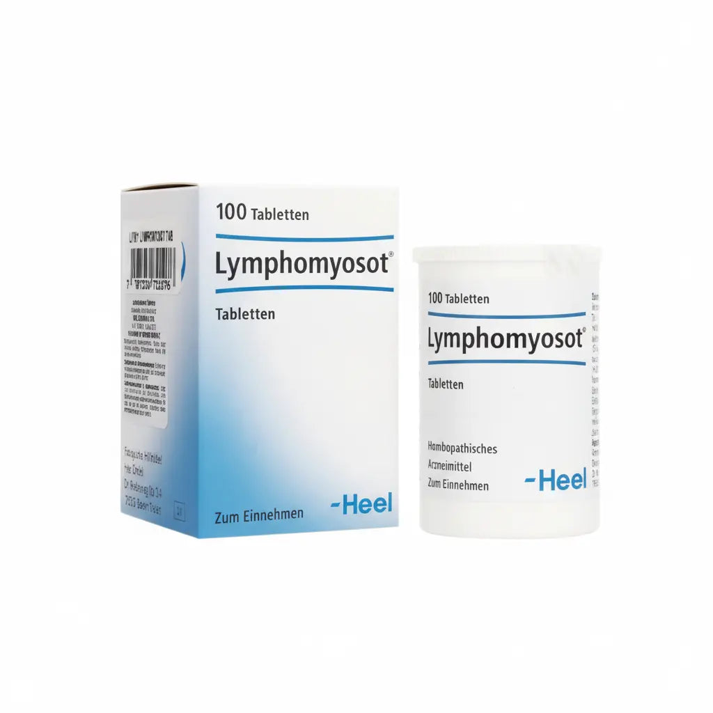 Imagen del producto Lymphomyosot Tabletas Heel, medicamento homeopático de prescripción médica elaborado por Heel y distribuido por Farmacia Alternativ Colombia.
