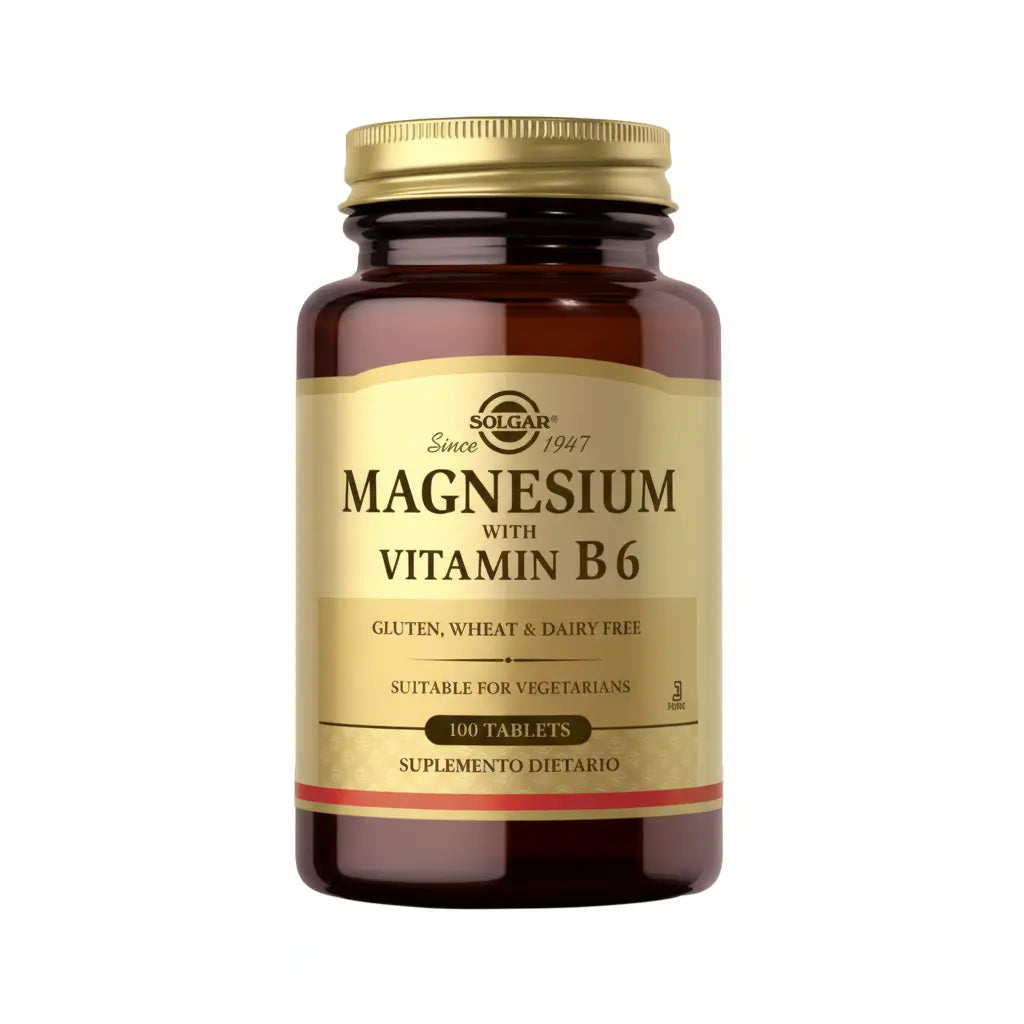 Magnesium con Vitamin B6 Solgar – Suplemento dietario con magnesio de alta biodisponibilidad y vitamina B6. Distribuido por Alternativ SAS, farmacia integrativa en Colombia.
