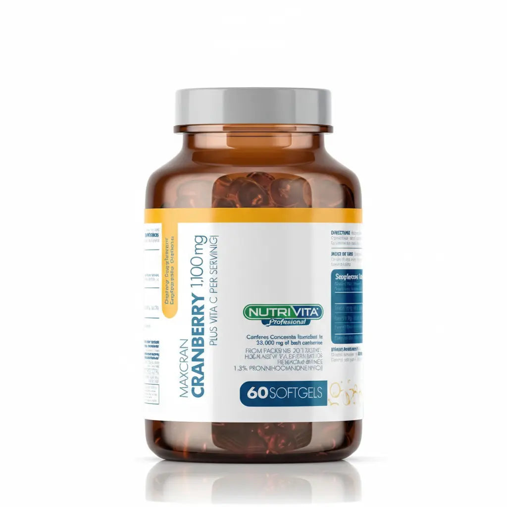 MaxCran Cranberry 1100 mg Nutrivita 60 softgels suplemento dietario distribuido por Alternativ en Colombia
