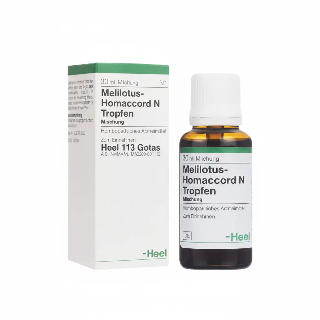 Melilotus Homaccord Gotas Heel – medicamento homeopático alemán que apoya el equilibrio circulatorio y el bienestar venoso, distribuido por Alternativ SAS en Colombia.