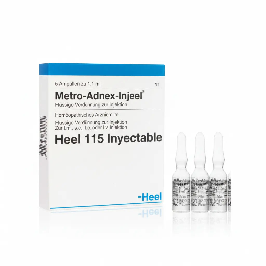 Metro Adnex Injeel Ampolla caja x 5 ampollas 1.1 mL medicamento homeopático con fórmula médica distribuido por Alternativ en Colombia