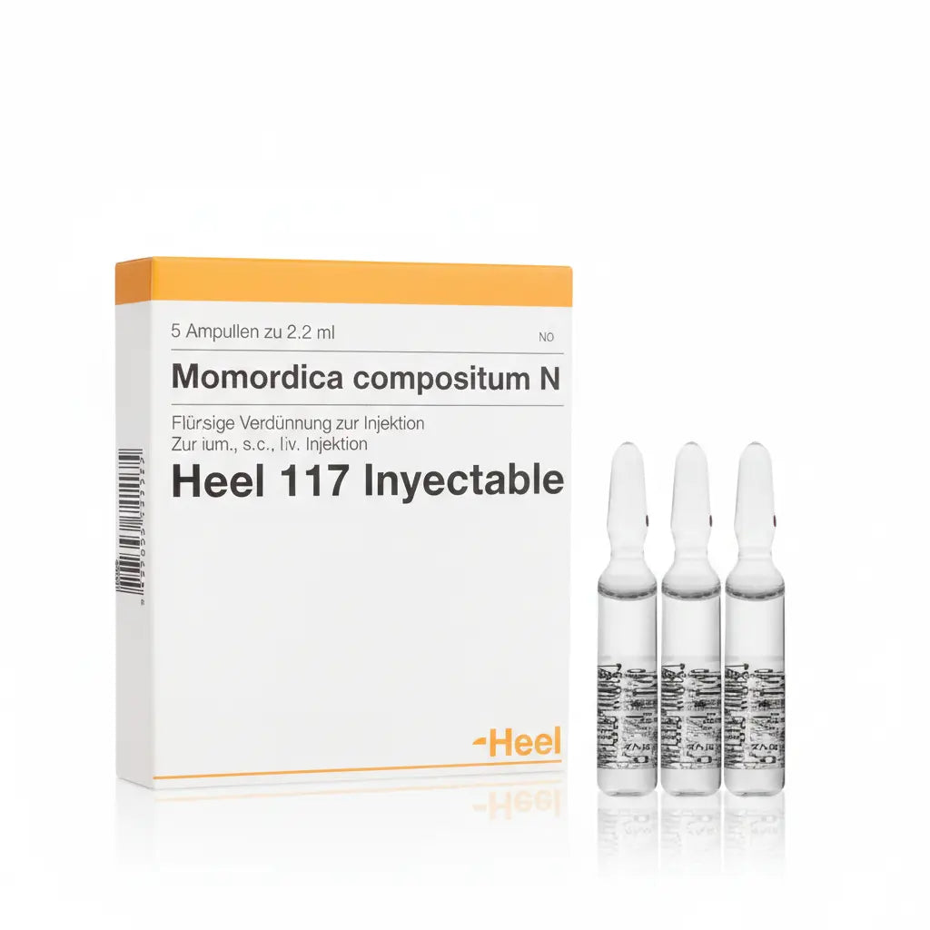 Momordica Compositum Ampolla caja x 5 ampollas 2.2 mL medicamento homeopático con fórmula médica distribuido por Alternativ en Colombia