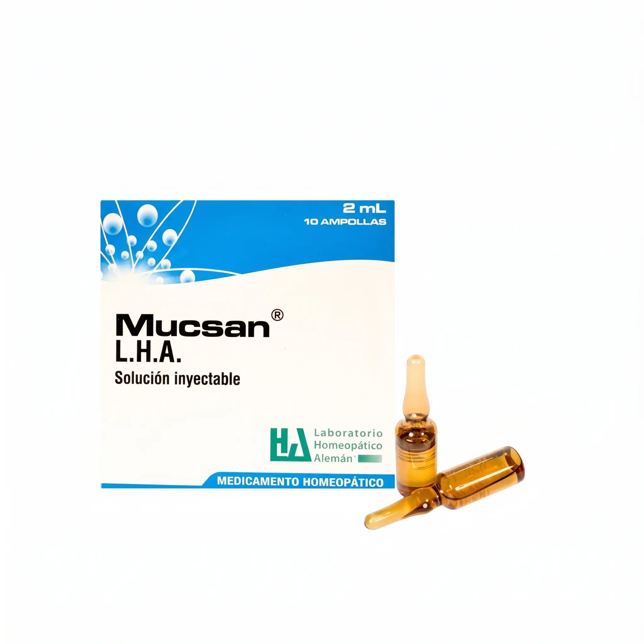 Mucsan ampollas LHA x10 2 ml medicamento homeopático inyectable fórmula médica Colombia Alternativ