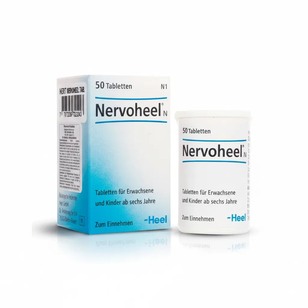 Imagen del producto Nervo Heel Tabletas Heel, medicamento homeopático de prescripción médica elaborado por Heel y distribuido por Farmacia Alternativ Colombia.
