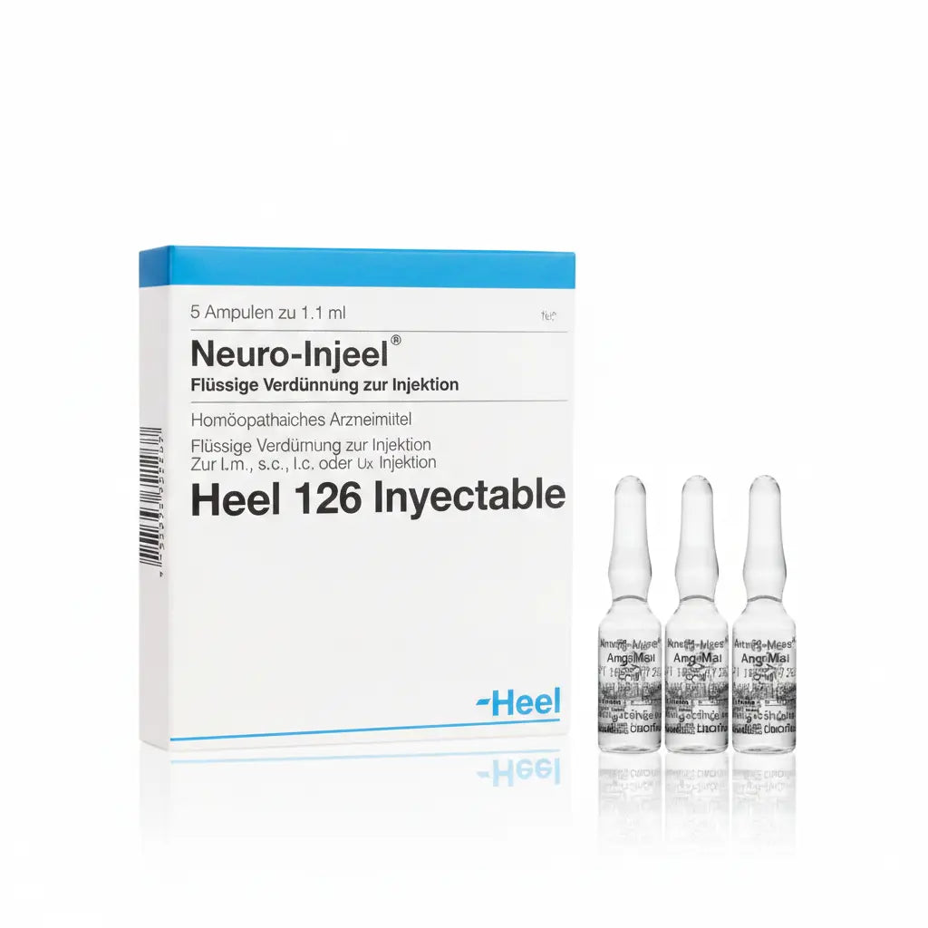 Neuro Injeel Ampolla caja x 5 ampollas 1.1 mL medicamento homeopático con fórmula médica distribuido por Alternativ en Colombia