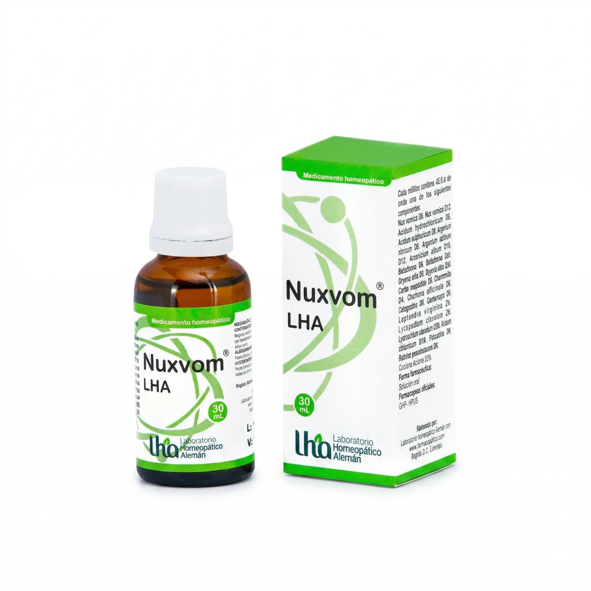 Nuxvom gotas LHA 30 ml medicamento homeopático fórmula médica Colombia Alternativ