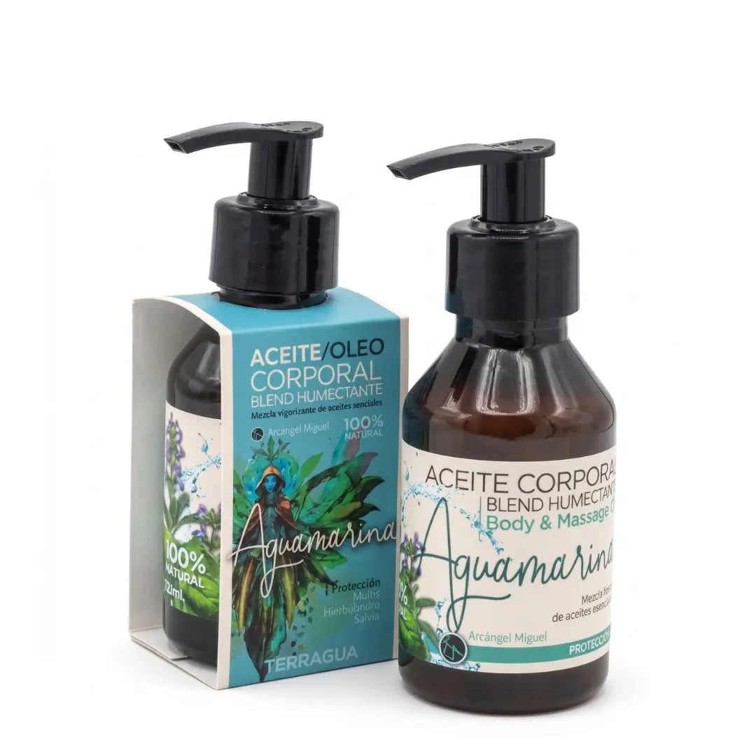Óleo corporal Aguamarina Terragua aceite herbal refrescante para masaje y bienestar
