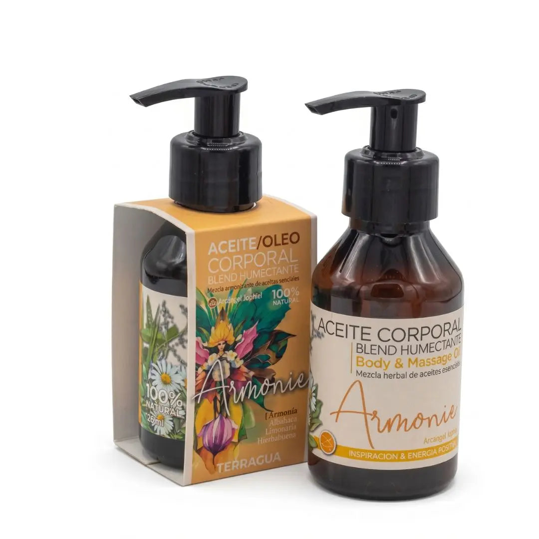 Óleo corporal Harmony Terragua aceite herbal para masaje antiestrés y bienestar