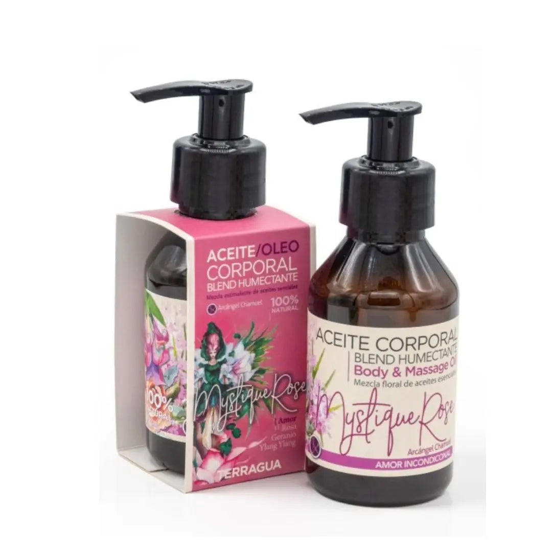 Óleo corporal Mystique Rose Terragua aceite floral para masaje sensorial y amor propio